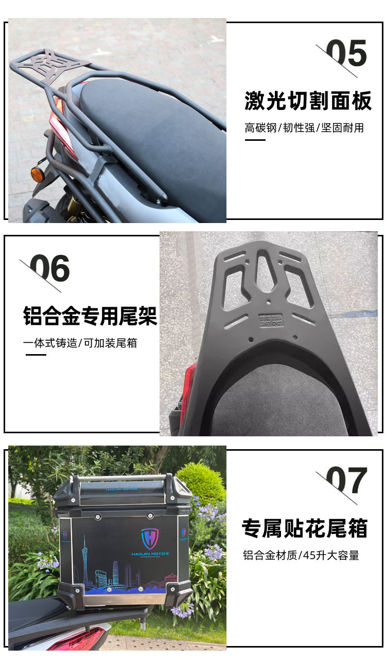 Haojin motorcycle SY02 bumper anti-fall front and rear bumper carbon steel aluminum alloy rear shelf tail box modification accessories