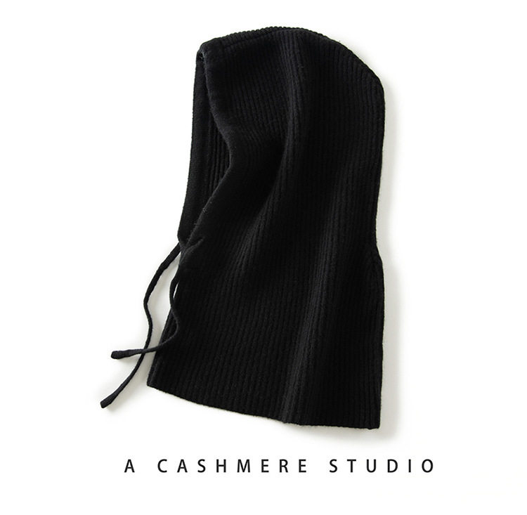 Mũ len cashmere kèm khăn quàng cổ liền khối nữ dệt kim giữ ấm tai mùa thu đông — Màu cà phê hoa, Màu cà phê đỏ, Màu xanh hải quân, Rượu vang đỏ chi tiết 26