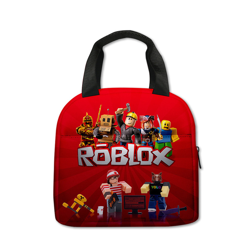 3D 新しい Roblox ROBLOX ランチバッグ小学生ランチボックスバッグ diy アイスバッグポリエステルプリント食事バッグ|undefined