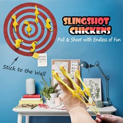 Novelty Colorful TPR Decompression Toy Finger Launching Chicken Fun Prank Slingshot Target Chicken