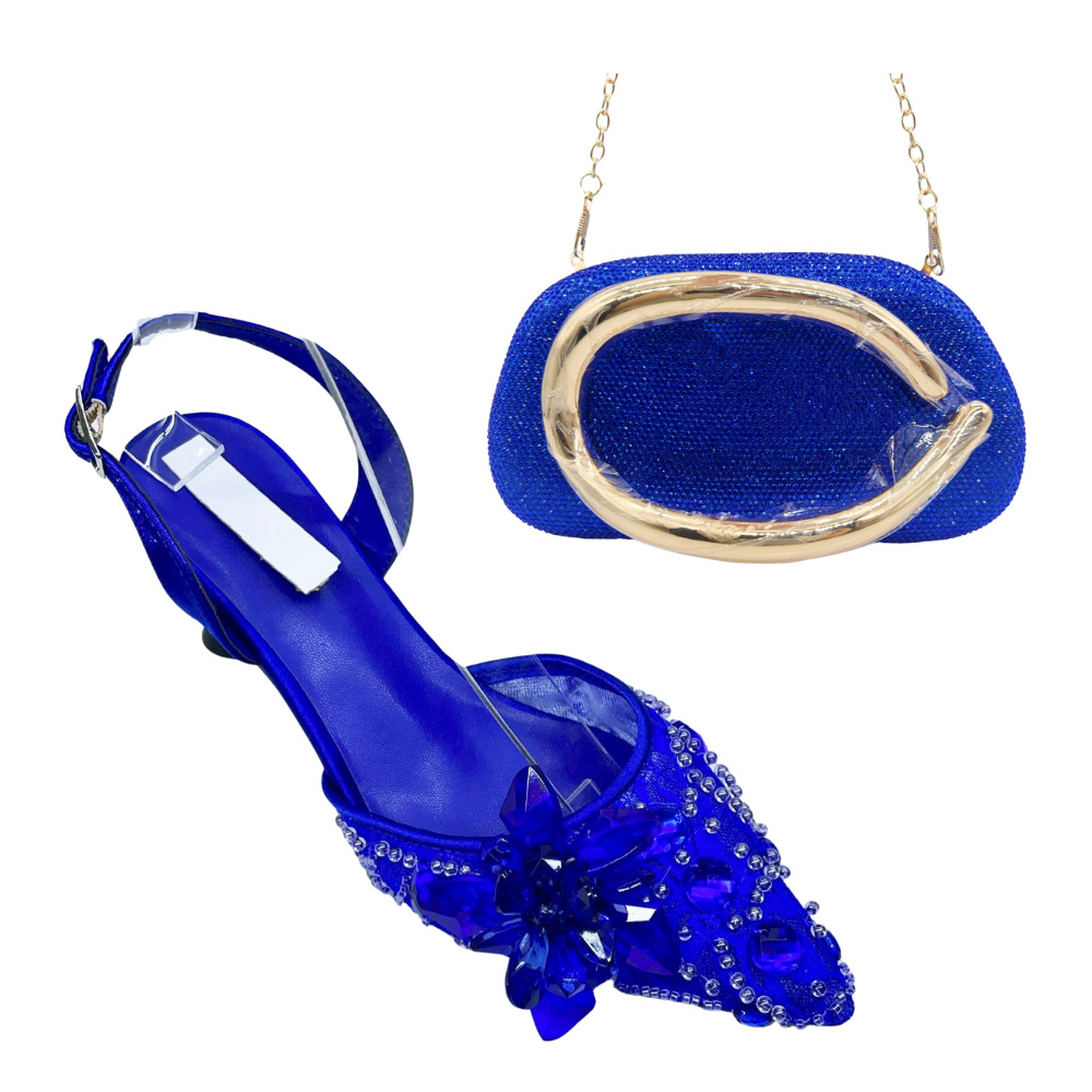 Zapatos estilo italiano para la cena de encaje seda cristal sandalias de tacón fino para mujeres de verano punta de diamante zapatos individuales image 8