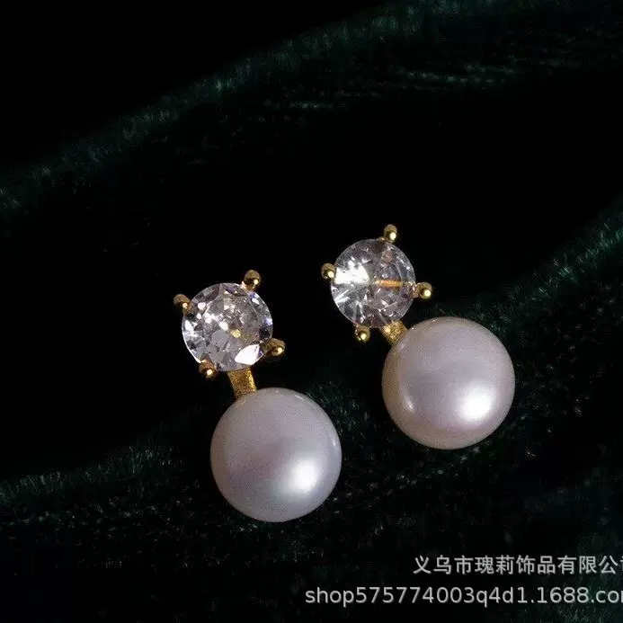 时尚个性饰品天然淡水珍珠耳钉女式项链戒指套装气质首饰三件套