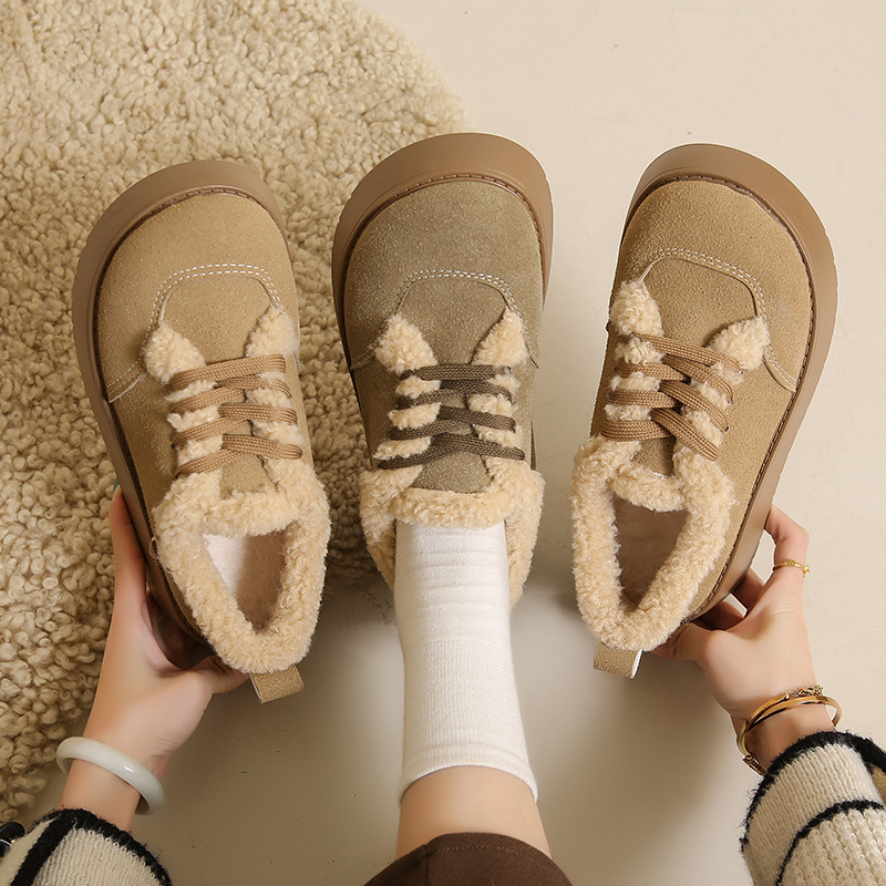 가을 겨울 여성용 두꺼운 밑창 고조 스노우 부츠 24 새로운 벨벳 두꺼운 BIRKENSTOCK 신발 한쪽 다리 DONGBAO 면화