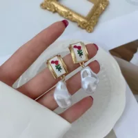 Retro earrings from pearl, French retro style