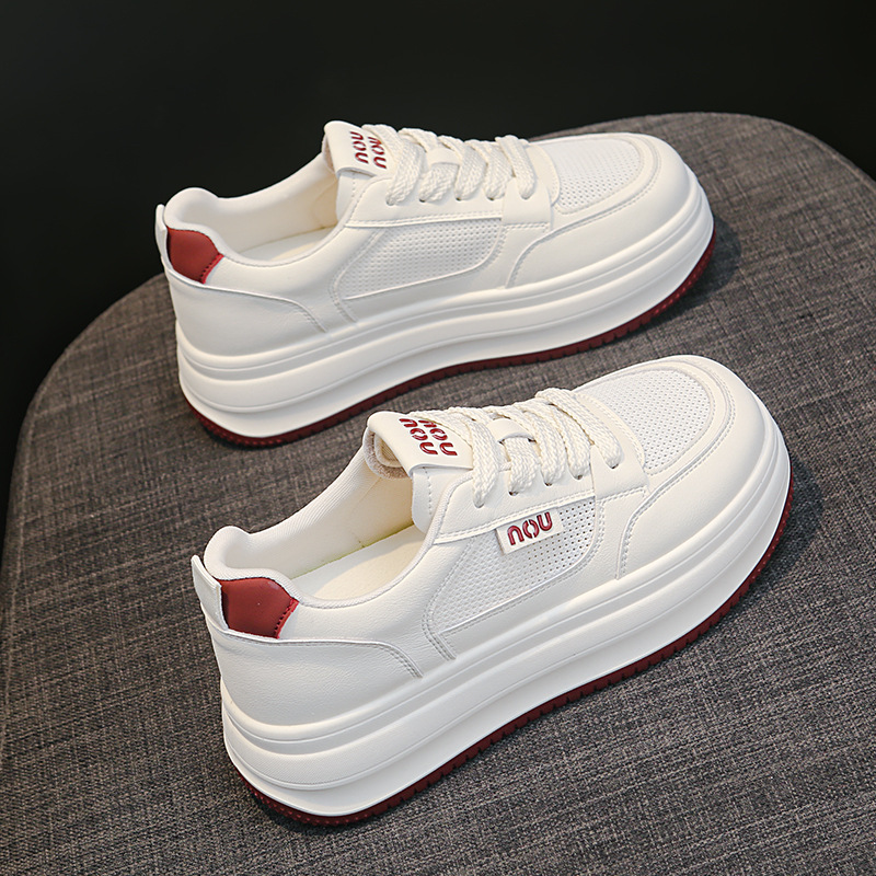 Genuine Leather Thick-soled Height-increasing White For Women, 2026 Summer New Korean Version, Versatile Mesh_vogvips.com