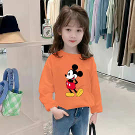 H2013#女童长袖t恤春2025新款春秋款儿童打底衫女孩纯棉衣服上衣