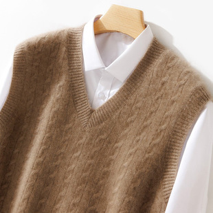 Autumn and Winter V-neck pullover waistcoat men's vest 100 pure woolen sweater business formal wear office loose knitted vest