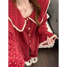 法式复古碎花甜美碎花长袖睡衣女春秋款网红风新款家居大码两件套