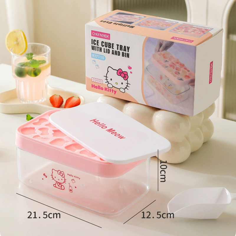 Силиконовая формочка для льда (Hello Kitty) с крышкой икой хранения, фигурная форма льда из пластика, комплект из 4 шт.