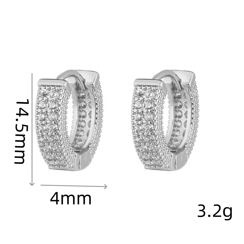 European American Fashion Full Diamond Earrings 2024 New Style Unisex Geometric Earrings detail image 7