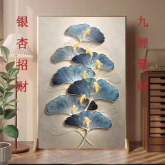 铝合金屏风入户正对门玄关入户装饰九鱼图办公室家用新款装饰座屏