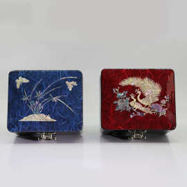 复古装大漆收纳盒结婚礼物首饰盒漆器螺钿手工耳饰品项链木质其他