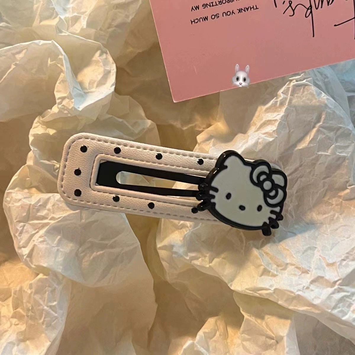 Заколка для волос KT cat с горошком из экокожи, боковая BB-зажим, корейский стиль, 8 г