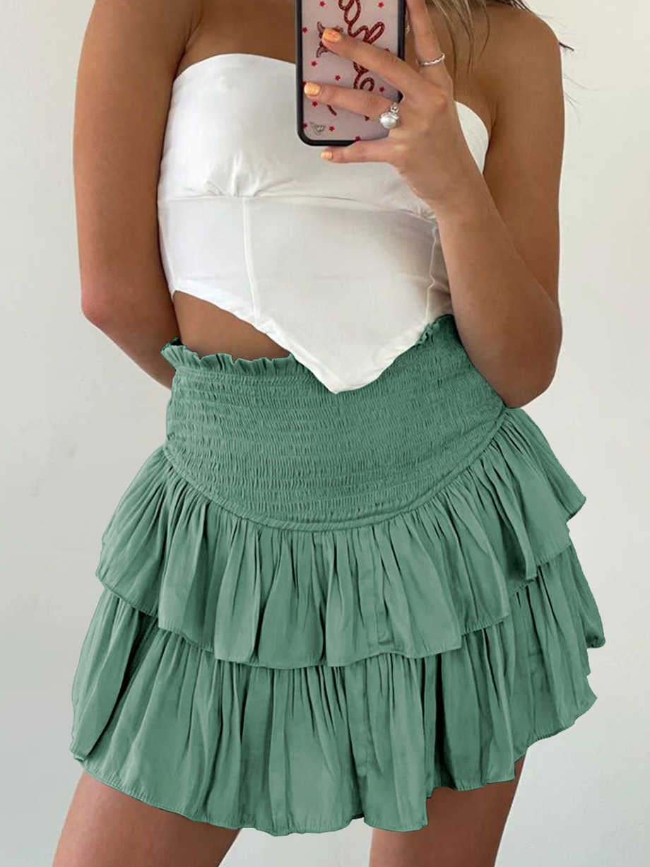 Sommer Lässig Einfarbig Polyester Kurzes Minikleid Röcke display picture 1