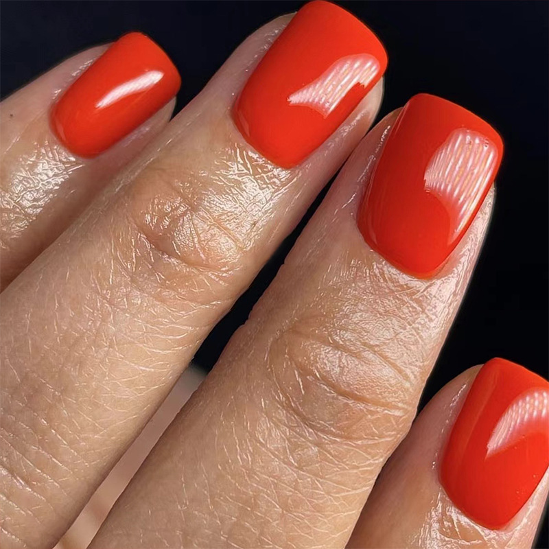 Unhas curtas de verão escuras brilhantes elegantes quadradas de quatro cores para unhas, comércio exterior, desgaste, beleza, peça destacável, 24 peças_voghion.com
