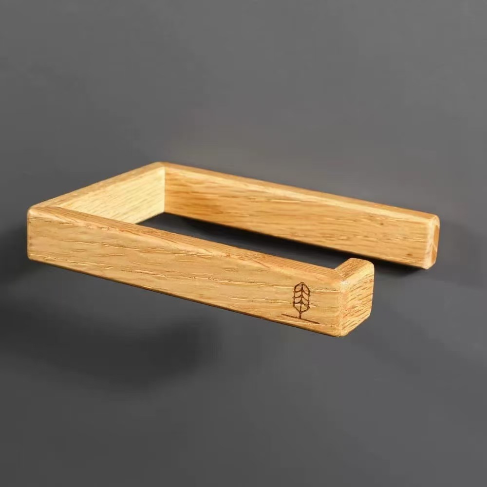 Bamboo household roll holder toilet paper holder paper towel…