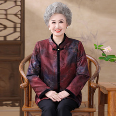 奶奶秋装新款唐装国风外套老人衣服老年人女装妈妈春秋款立领上衣