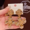 Middle-aged Vintage Flower Metal Heavy Earrings -A1631 Gold