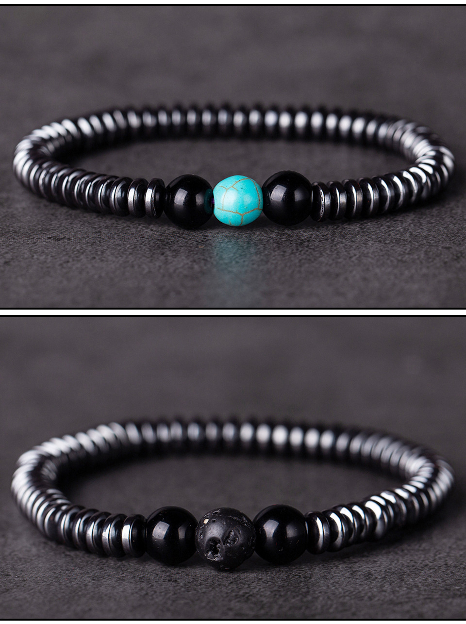 Nouveau Bracelet De Perles De Combinaison De Pierres Givrées En Pierre Noire display picture 2