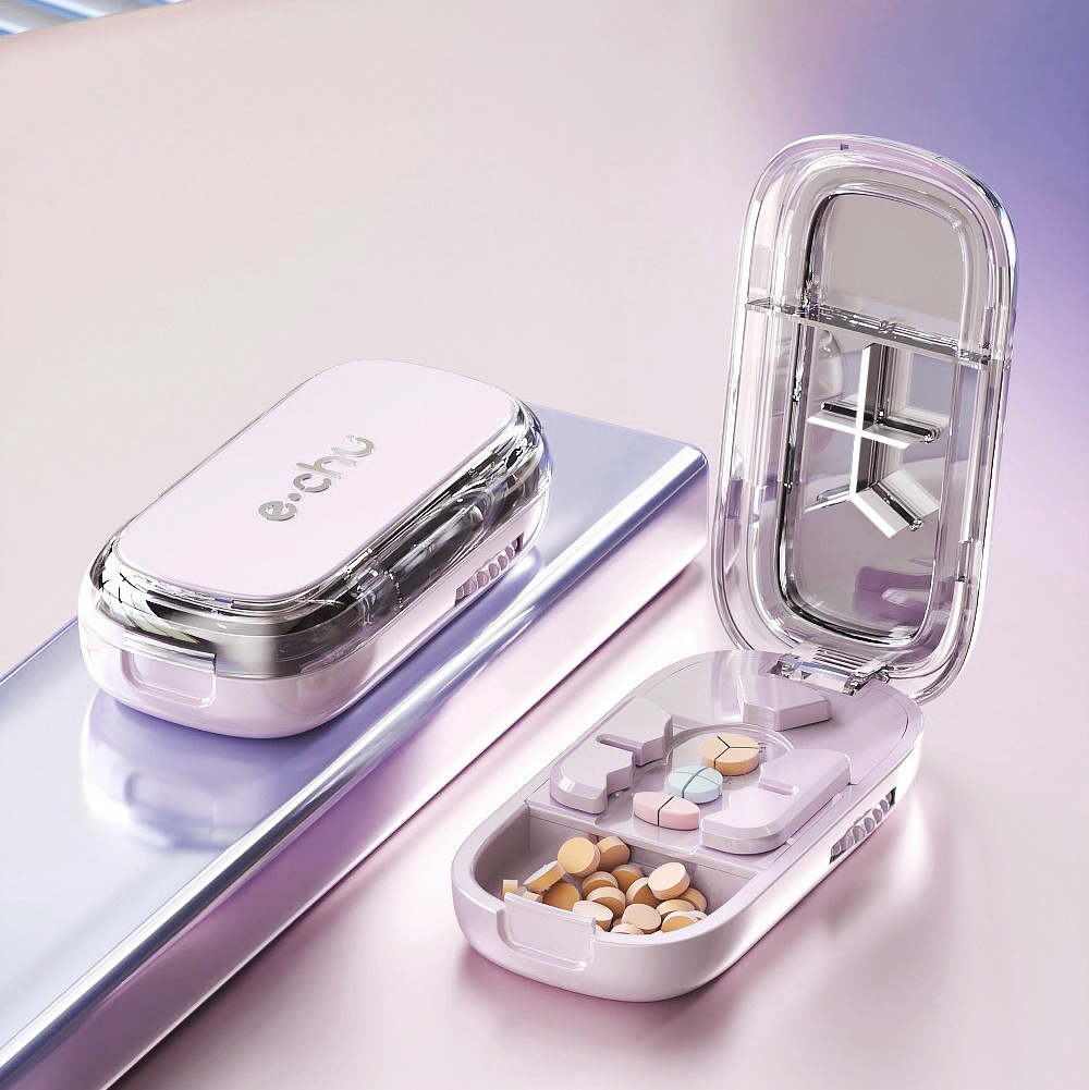 Cortador de medicamentos de estilo japonés, divisor de tabletas de tres medicamentos, corte preciso de medicamentos, dispensador de paquetes portátil de cuatro puntos, dispensador de medicamentos