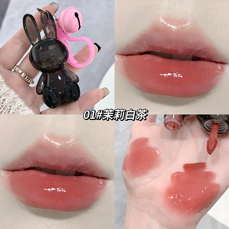 Gege bear negro conejo esmalte de labios de agua de otoño y invierno, esmalte de labios de agua de invierno, esmalte de labios de maquillaje, esmalte de labios de maquillaje