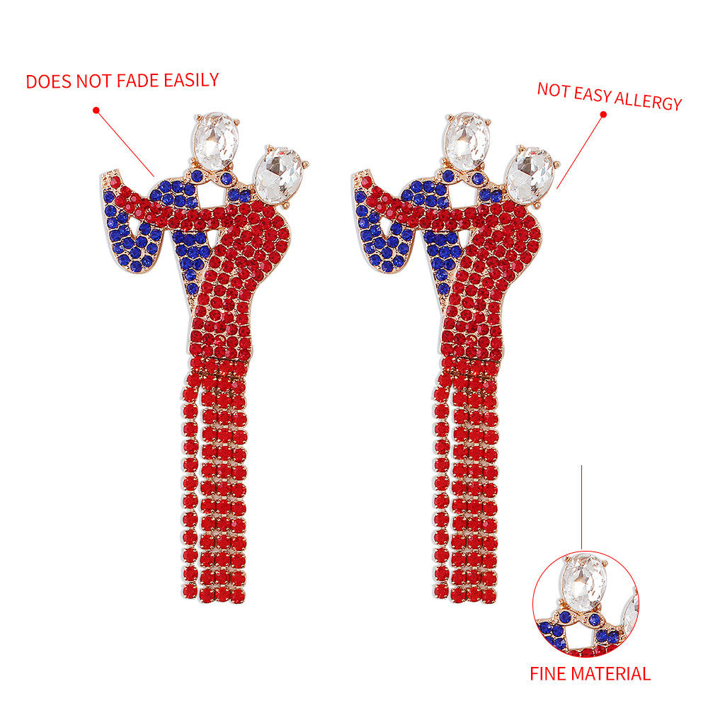 Fashion Red And Blue Cartoon Abstract Man Logistics Su Earrings