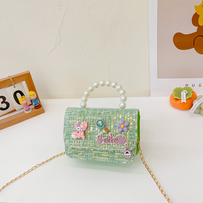 Transfronterizo nuevo bolso para niños estilo occidental perla portátil estilo Chanel moda cadena bolso de hombro conejito bolsa de mensajero