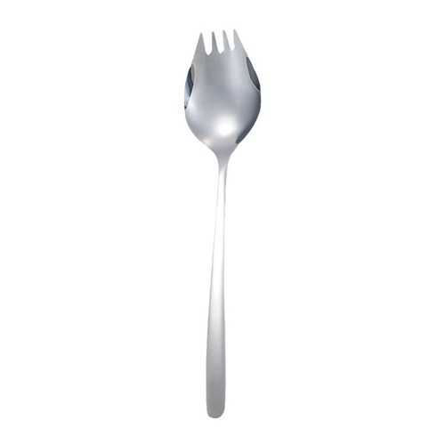 Source manufacturer thickened 304 stainless steel salad spoon, creative Western food dual-purpose all-in-one long-handled dessert salad fork and spoon