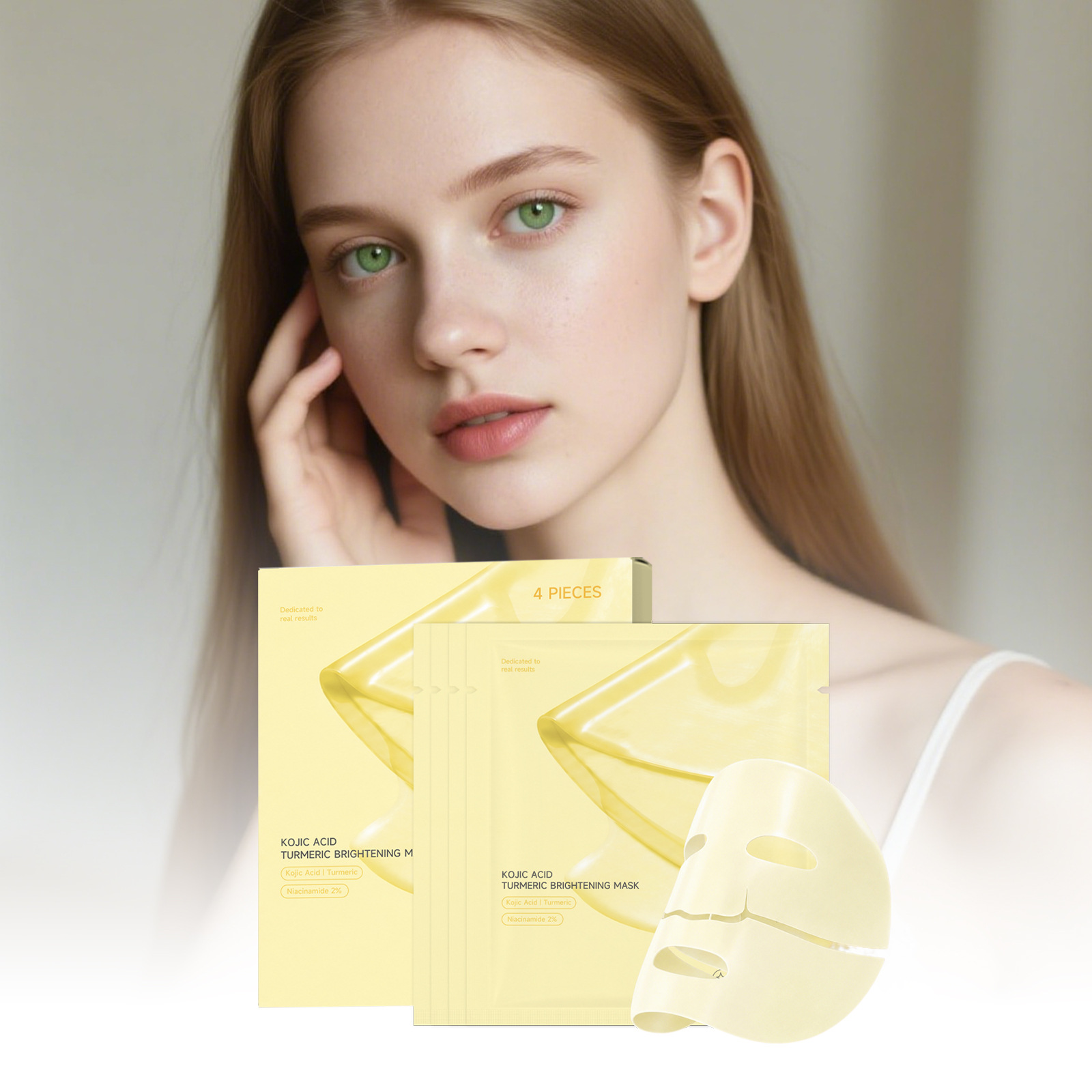 Kojic Acid and Turmeric Skin Care Mask, Daily Gentle Facial Skin Care, Hydrating and Skin-Friendly Patch-Type Mask