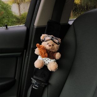 Car Supplies Cute Handlebar Cover Car Bear Female Safety Belt with Shoulder Cover Car Interior Decoration Ornaments Creative