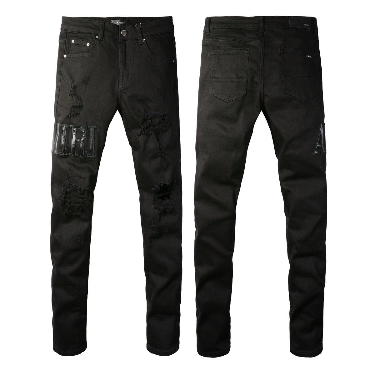 Джинсы (AMIRI) мужские slim с рваной отделкой, фасон зауженный
