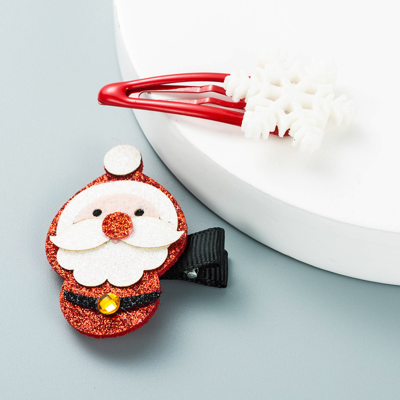 Christmas Series Flannel Santa Claus Resin Snowflake Hairpin Duckbill Clip display picture 2