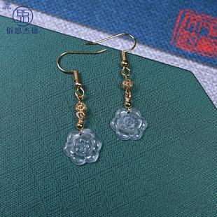 High-grade ice rose earrings jade A goods 14K gold-plated jewelry earrings jade earrings live earrings wholesale