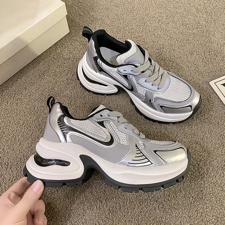 【Youshilei】Moonset Galaxy ~ Silver 7cm Thick-Soled Height-Increasing Autumn/Winter New Trendy Versatile Dad Shoes for Women 【Youshilei】Moonset Galaxy ~ Silver 7cm Thick-Soled Height-Increasing Autumn/Winter New Trendy Versatile Dad Shoes for Women