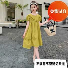 女童连衣裙夏装2026新款女大童夏季纯棉布公主裙儿童裙子洋气时髦
