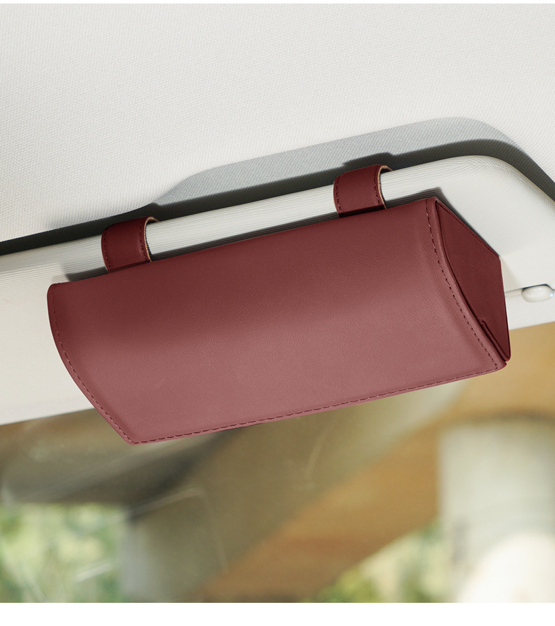 Car Glasses Case, Car Leather Sun Visor, Multi-Functional Storage Bill Holder, Car Sunglasses Case Can Be Ordered with Logo