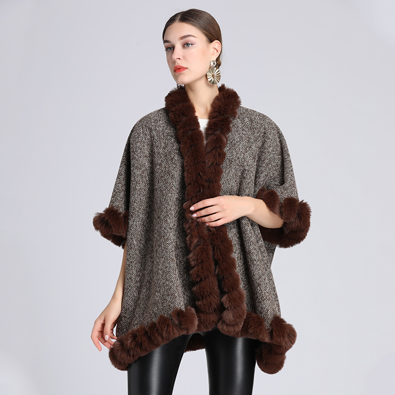 Ekstrafliisist eriti paks karusnahast kraega keeb lahtine suur kootud kardiganmantel naine_voghion.com