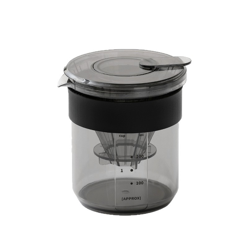 Set de cafetera de lavado de mano viaje portátil camping con escala 3 en 1 taza de filtro de café refrigerador al aire libre