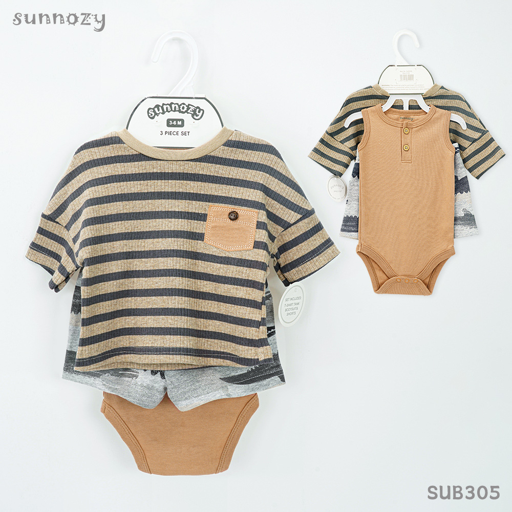 2026 algodón de verano recién nacido tres piezas de ropa de verano bebé ropa casual para salir con el set de abrigo