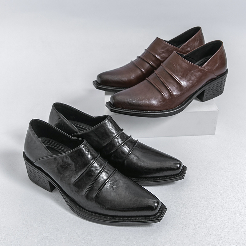 Unique Pointed-Toe Wizard Shoes for Men, High-Heeled, Slimming, Runway Fashion Shoes, Versatile Slip-On Derby Shoes, Lightweight Leather Shoes Unique Pointed-Toe Wizard Shoes for Men, High-Heeled, Slimming, Runway Fashion Shoes, Versatile Slip-On Derby Shoes, Lightweight Leather Shoes