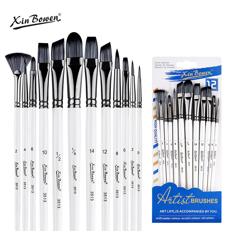 Xinbowen ナイロンブラシアクリルガッシュ水彩油絵ブラシアート学生特別な手描きブラシ卸売|undefined