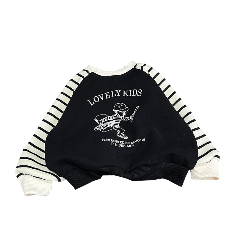 Κορεάτικα ρούχα για αγόρια 2024 νέο φθινοπωρινό φούτερ με κουκούλα, παιδικό ευέλικτο πουλόβερ συνδυασμού, μακρύ βρεφικό καθαρό βαμβάκι_voghion.com