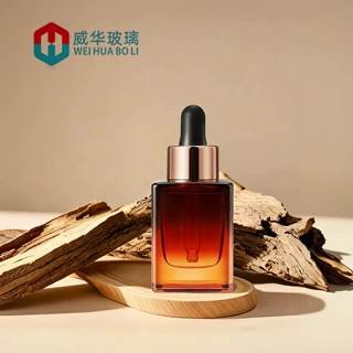 定制30ml四方厚底玻璃精油瓶 透明精华液瓶 原液滴管瓶化妆品包材