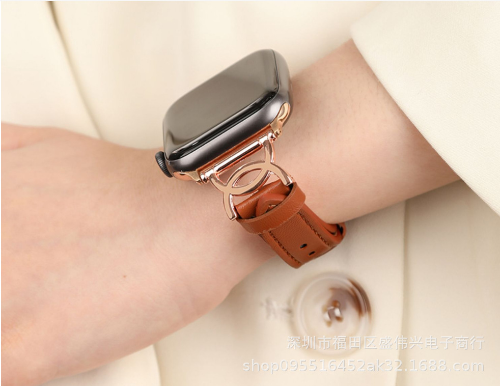 アップルapplewatch8 ultra腕時計バンド女子の細い革のapplewatch1-7世代を適用します。