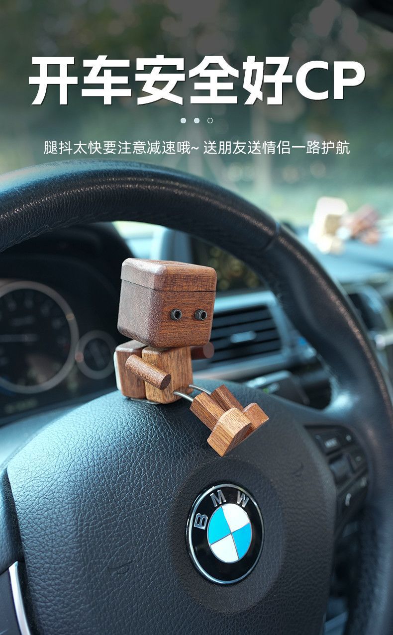 Car-Mounted Robot Wooden Ornament for Air Vent, Creative Decoration, Cute Robot Car Interior Accessory, Tiktok Trending Model