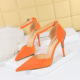 283-17 High Heels Metal Heel Slim Heel High Heel Shallow Mouth Pointed Suede Hollow Hollow Cut Out Slim Sandals