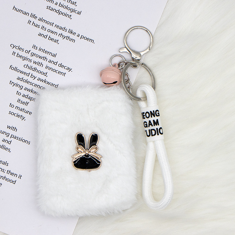 Luz de lujo pequeño viento de peluche colgante espejo bolso colgante espejo de maquillaje llavero plegable con espejo de doble cara a prueba de pérdida