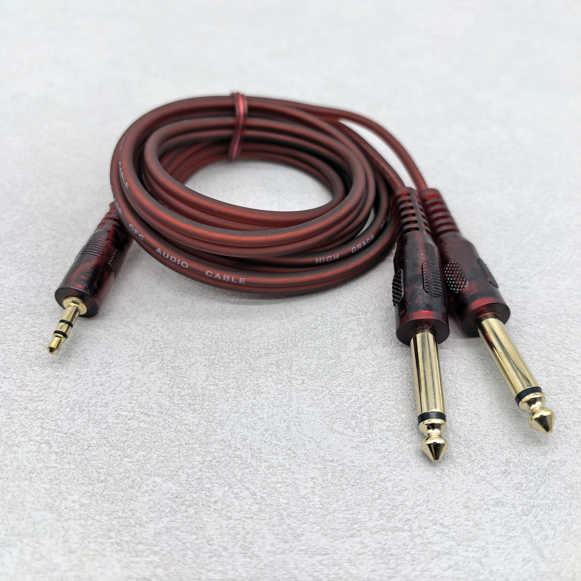 3.5转双6.35音频转接线 3.5MM转双6.5 调音台连接线 音频信号线