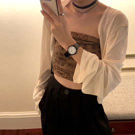 2026韩版薄款纯色防晒开衫衣女夏季宽松休闲外套显瘦遮肉披肩外搭