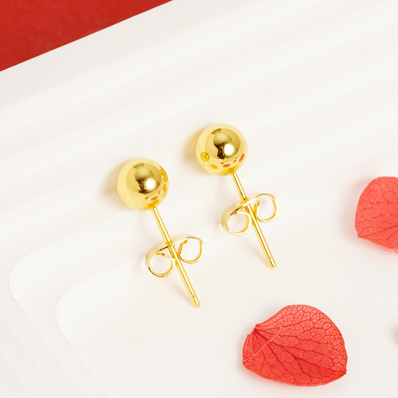 Vietnam arena oro pequeño grano redondo Stud pendientes Beanie pendientes versátil chica temperamento joyería brillante simple al por mayor